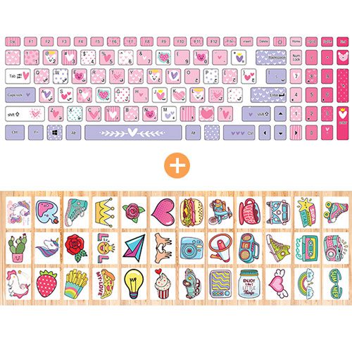 آبرنگ استیکر کیبورد قلبی 3