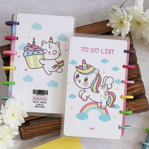آبرنگ دفتر TO DO LIST دکمه ای یونیکورن 608