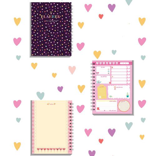 آبرنگ دفتر پلنر روزانه A6 قلبی