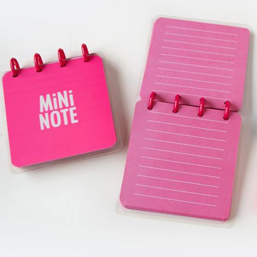 آبرنگ دفتر MINI NOTE دکمه ای صورتی فروش عمده لوازم تحریر گلبرگ