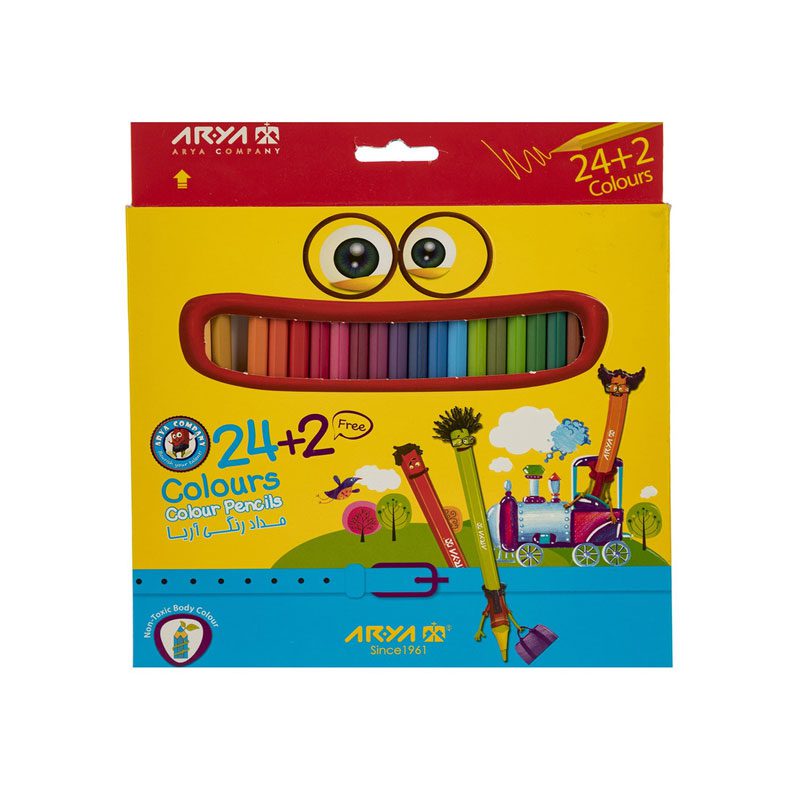 مداد 24 رنگ مقوایی 3017 آریا
