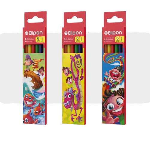 الیپون مداد 6 رنگ مقوایی